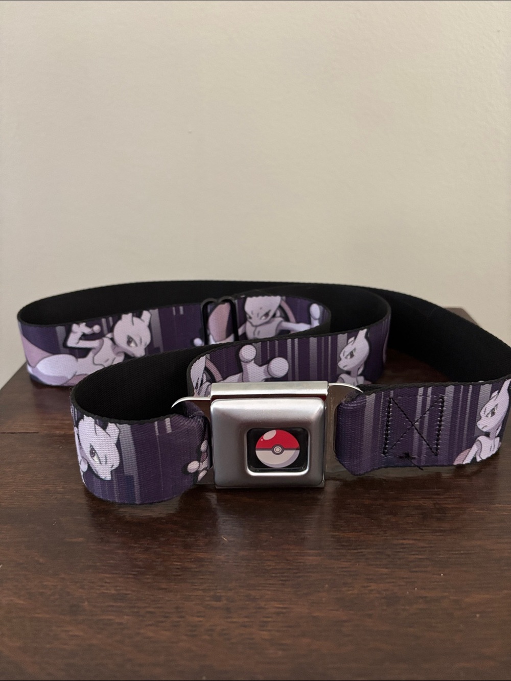 Buckle-Down Seatbelt Belt - Mewtwo Poses/Rings Black/Purples - 1.0" Wide 27-45